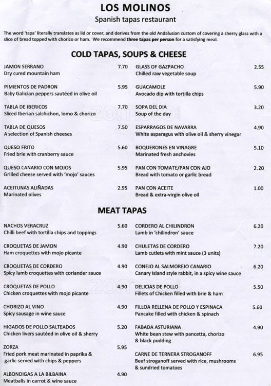 Los Molinos Menu, Menu for Los Molinos, Hammersmith, London Zomato UK