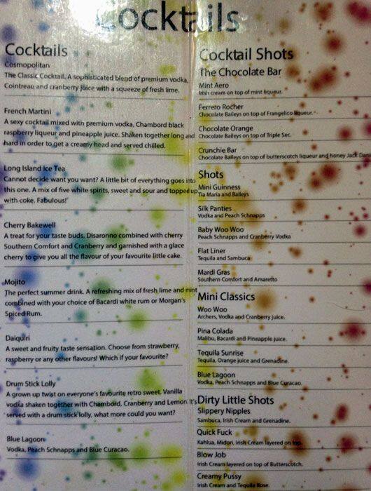 Planet Edinburgh menu