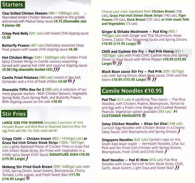 Camile Menu, Menu for Camile, Santry, Dublin Zomato Ireland