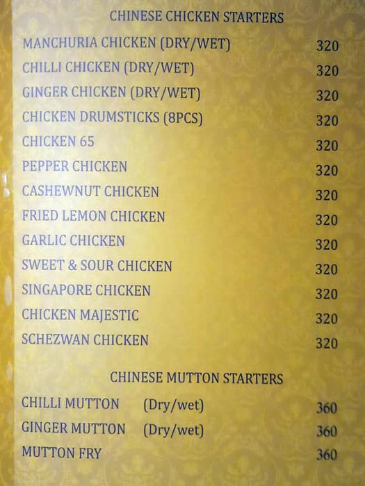 Shahi Dastarkhwan menu