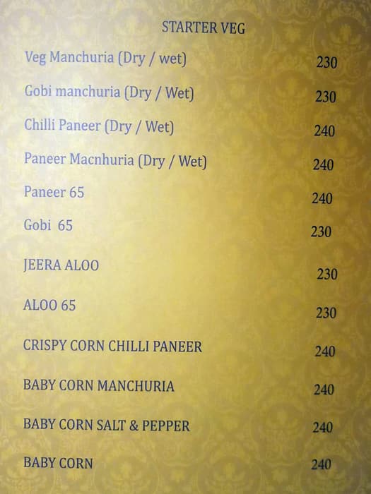 Shahi Dastarkhwan menu
