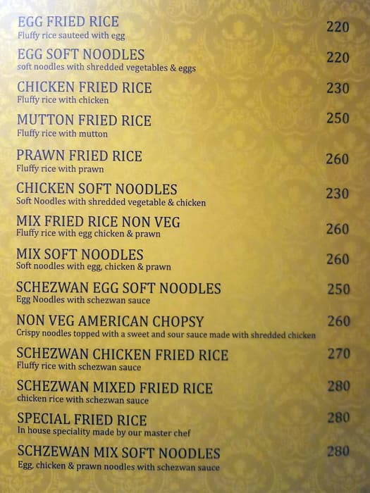 Shahi Dastarkhwan menu