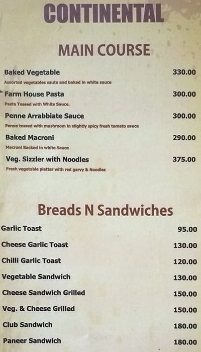 Angeethi restaurant menu