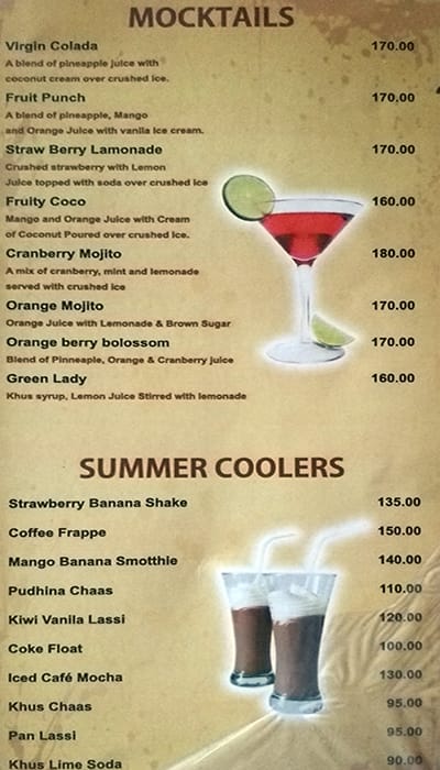 Angeethi restaurant menu