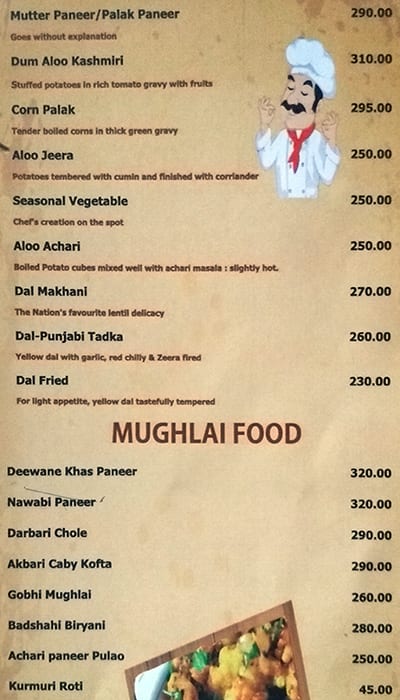 Angeethi restaurant menu