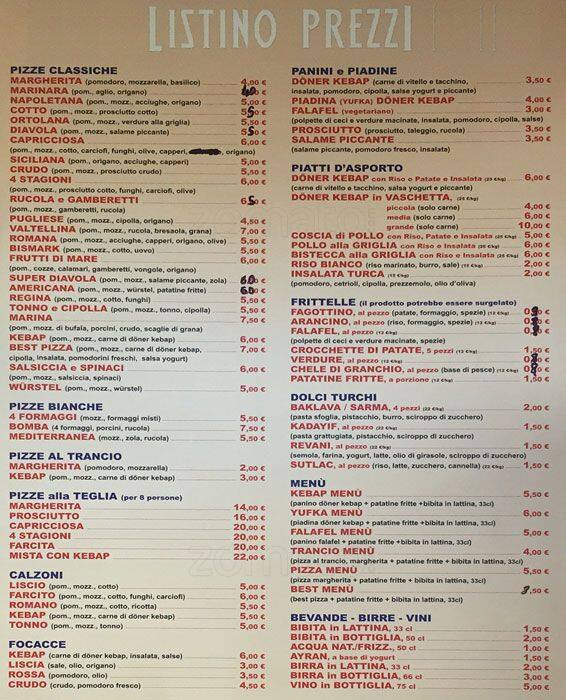 Menu di Kebab del Centro 