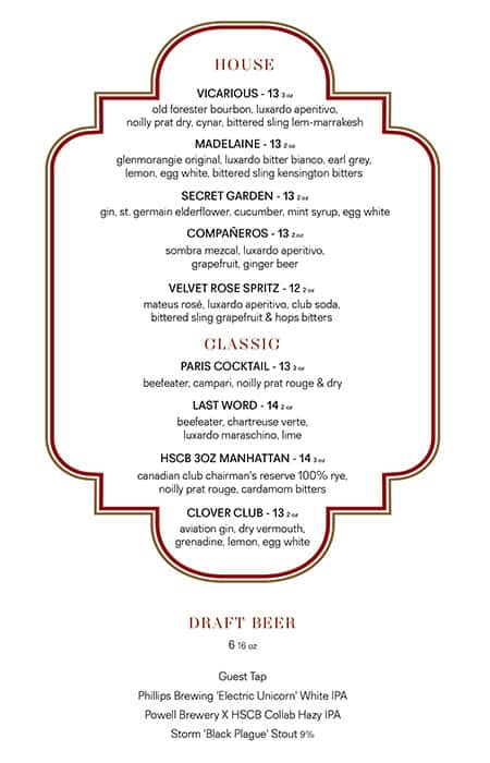 Menu de Homer St. Cafe and Bar