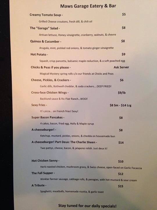 Maw's Eatery and Beer Hall Menu Urbanspoon/Zomato