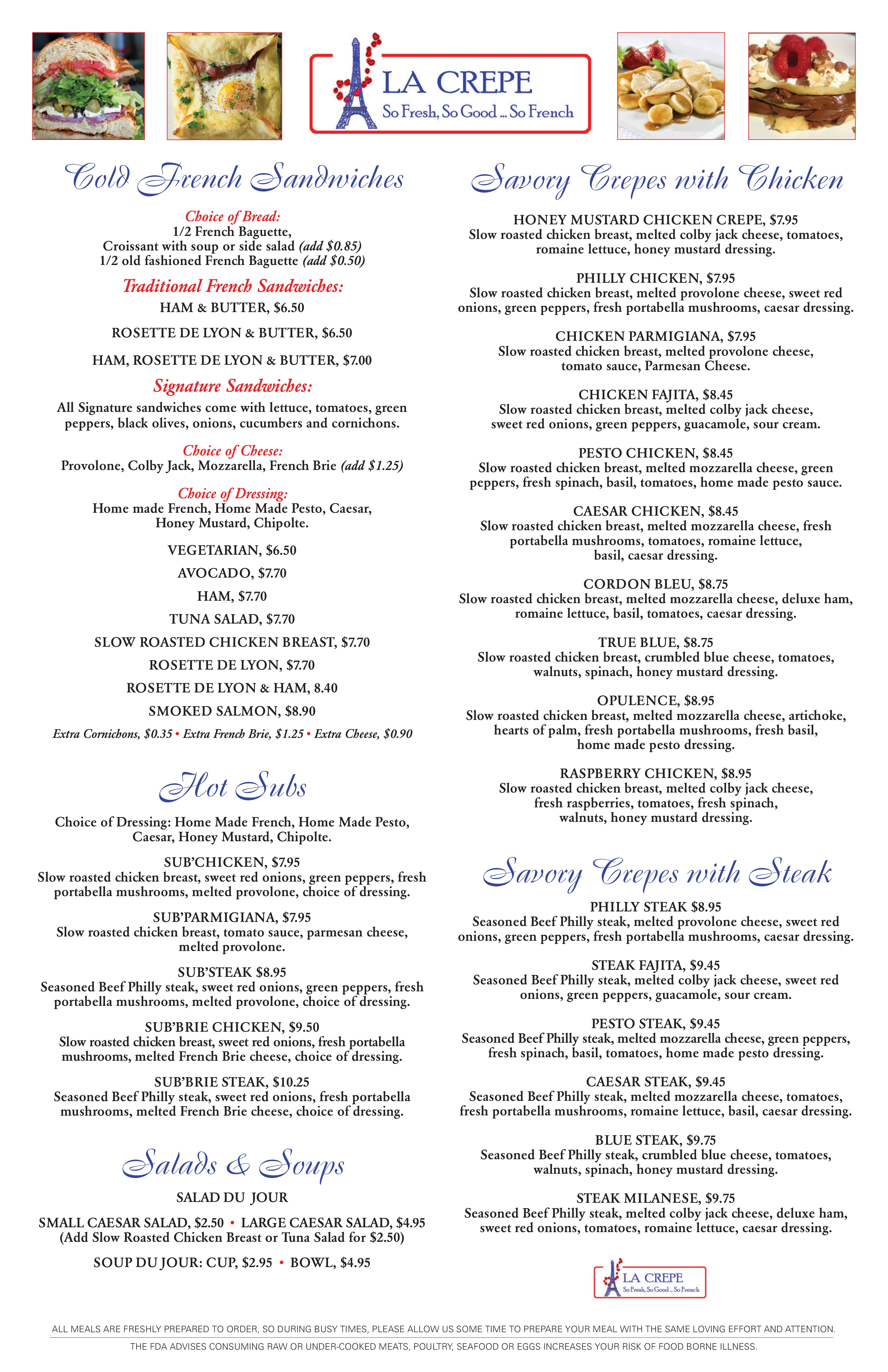 La Crepe Menu, Menu for La Crepe, Fort Lauderdale, Miami Urbanspoon