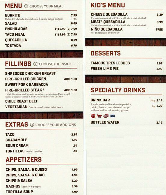 Cafe Rio Printable Menu Printable World Holiday