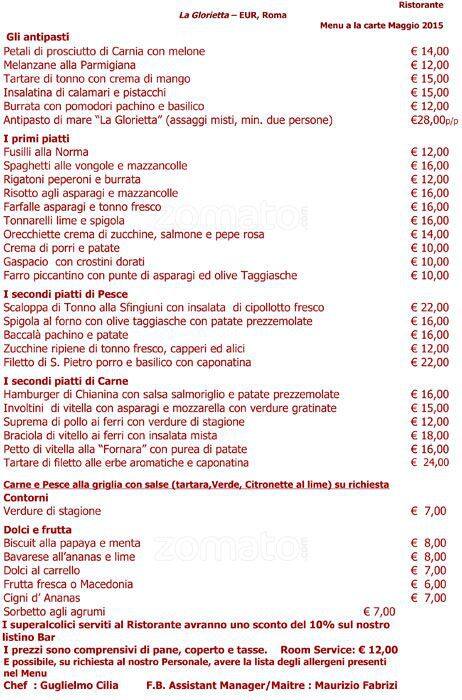 Menu di La Glorietta 