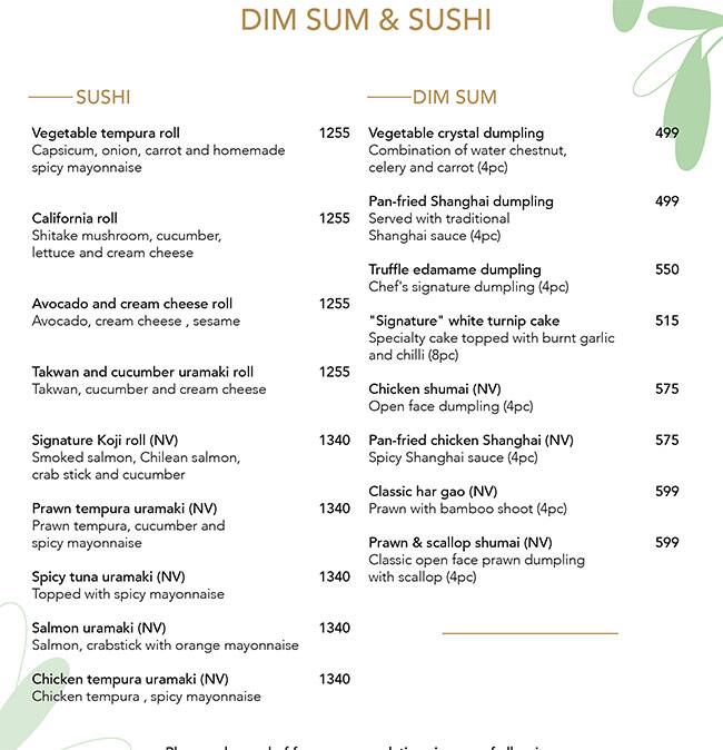 Kabana menu
