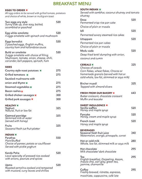 Kabana menu
