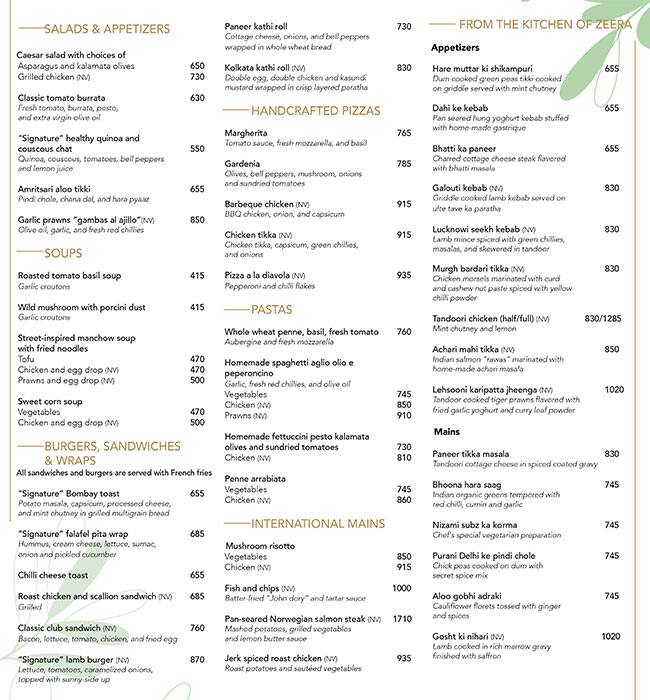 Kabana menu