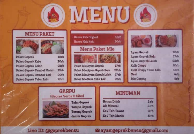 I Am Geprek Bensu Menu, Menu for I Am Geprek Bensu, Jatisampurna ...