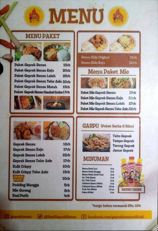 I Am Geprek Bensu Menu Menu For I Am Geprek Bensu Cilandak Jakarta