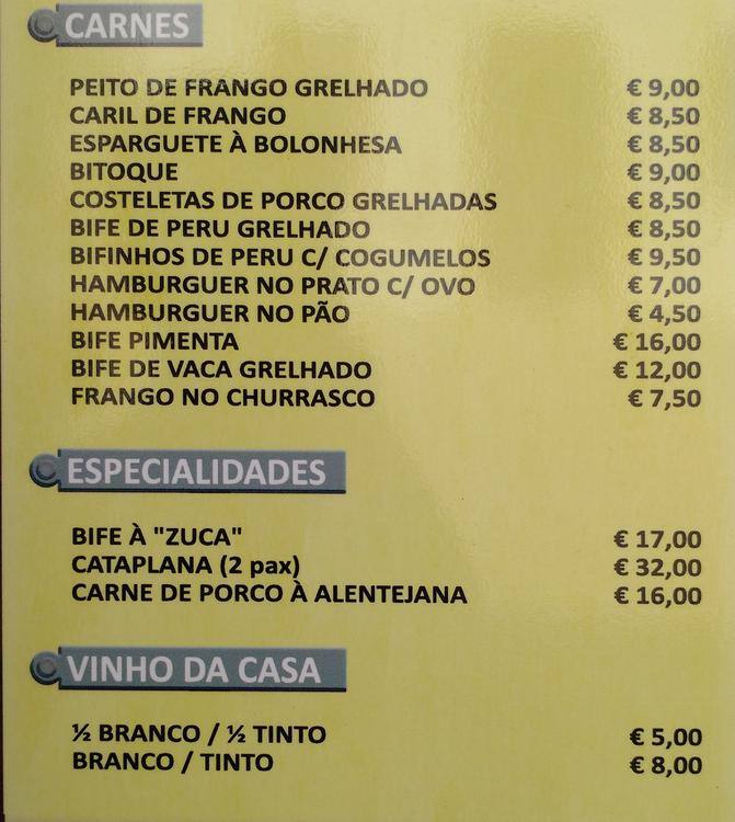 Zuca Kitchen menu