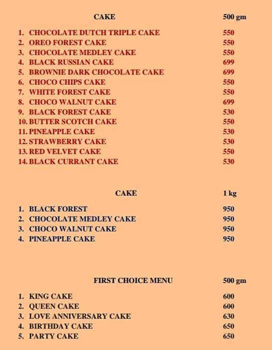 Menu of Cake Boss, Khatipura Road, Jaipur