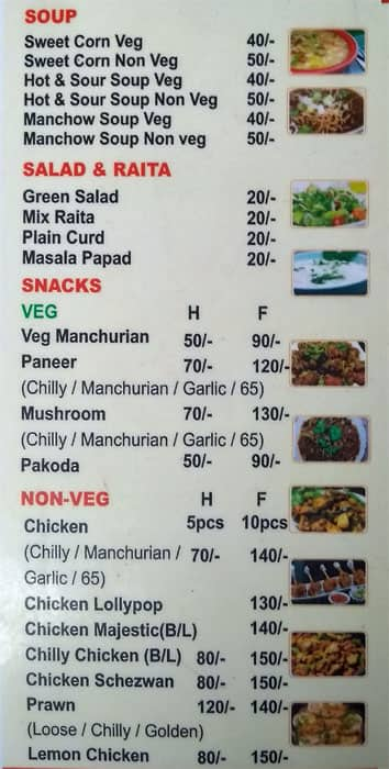 Menu of Madhuban Restaurant, Patia, Bhubaneshwar