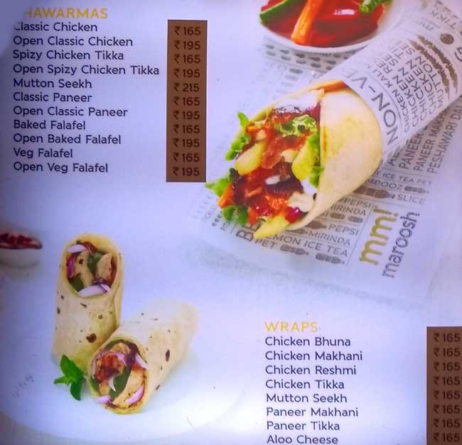 Maroosh menu