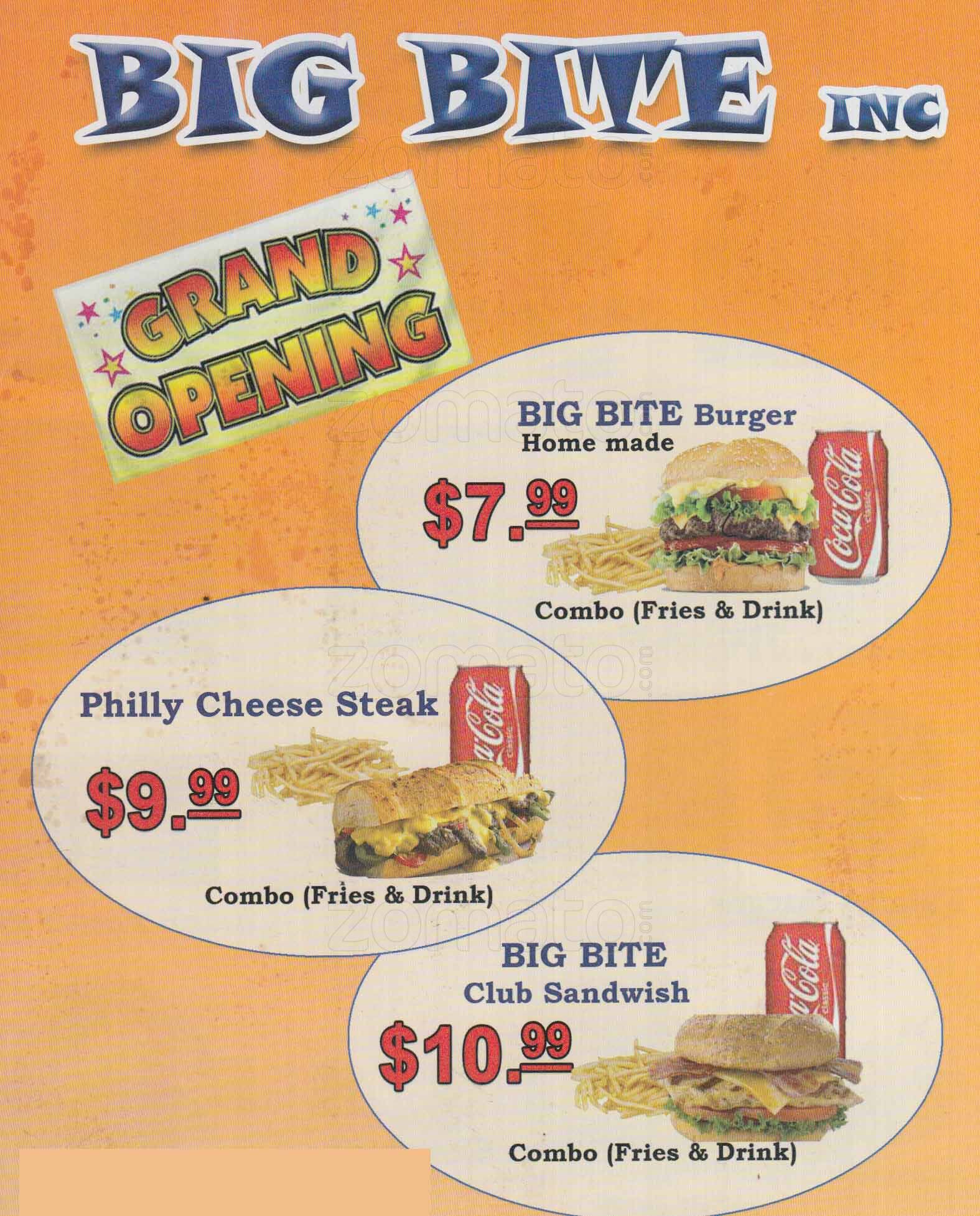 Big Bite menu