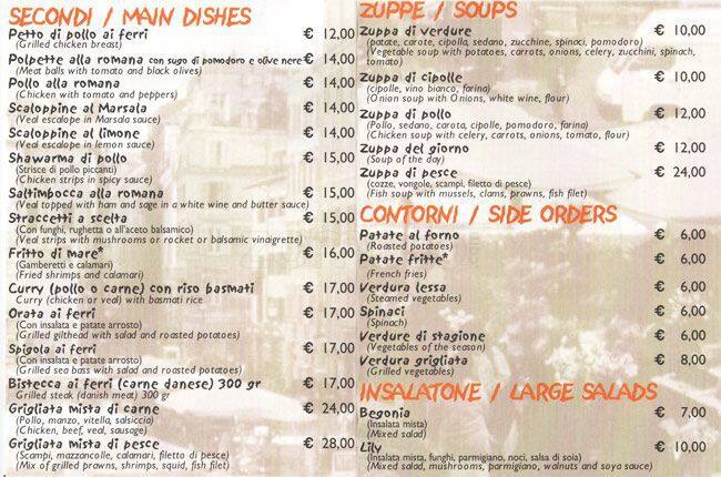 Magnolia Roma menu