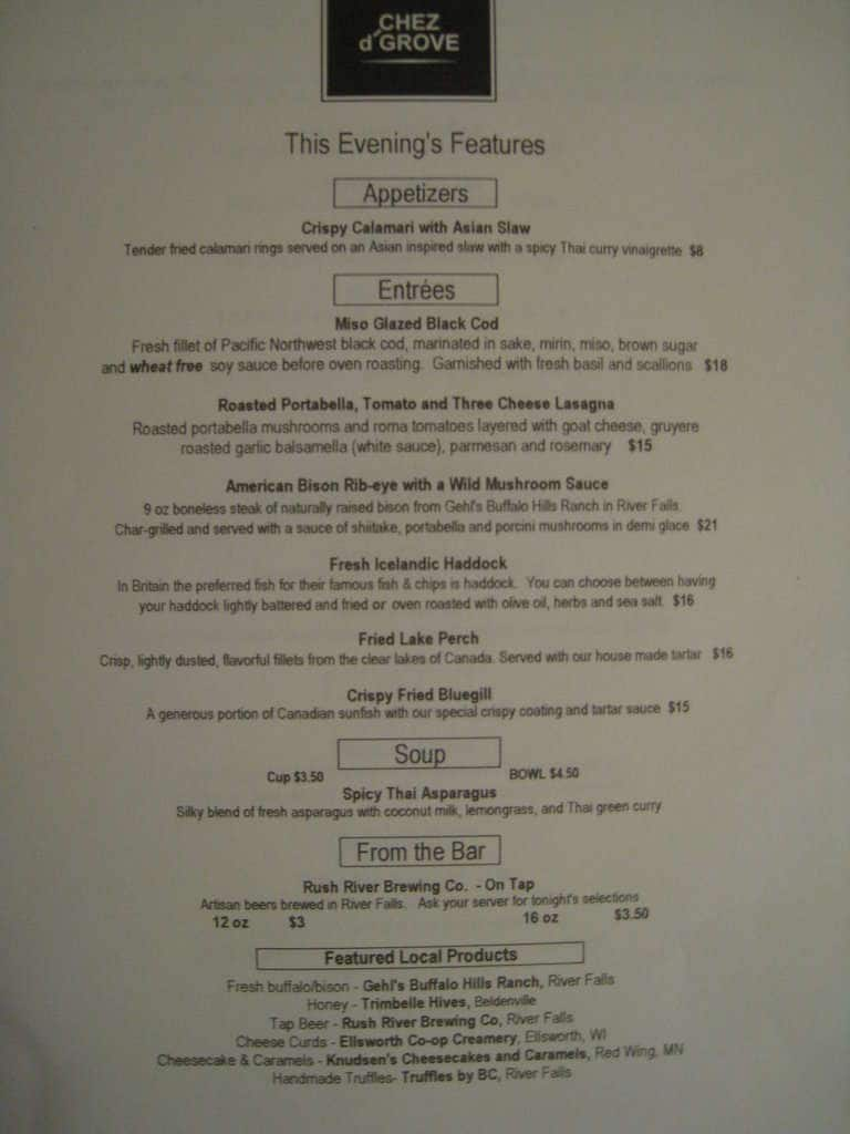 Shady Grove Menu, Menu for Shady Grove, Ellsworth, Ellsworth