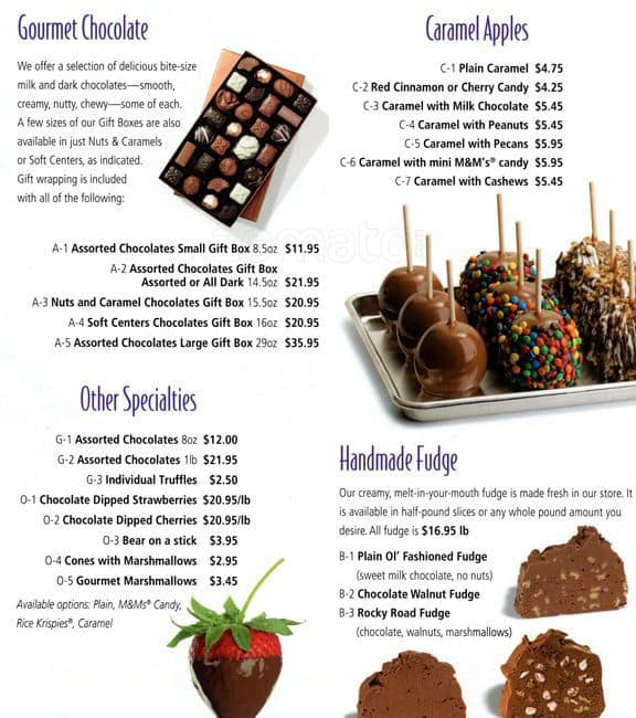 Menu at Rocky Mountain Chocolate Factory desserts, Milpitas