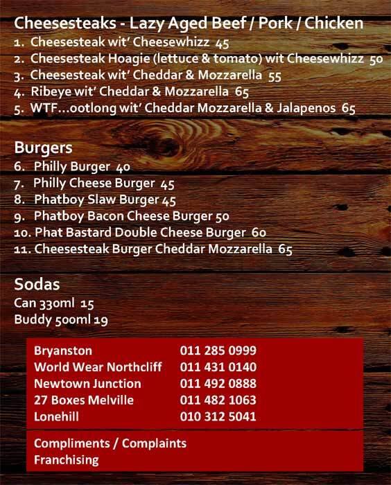 Philly Cheesesteak Co Menu Menu For Philly Cheesesteak Co Lonehill 