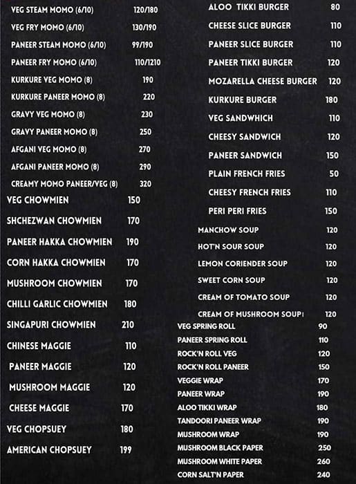 Menu of Uk Cafe House, Anand Vihar, New Delhi