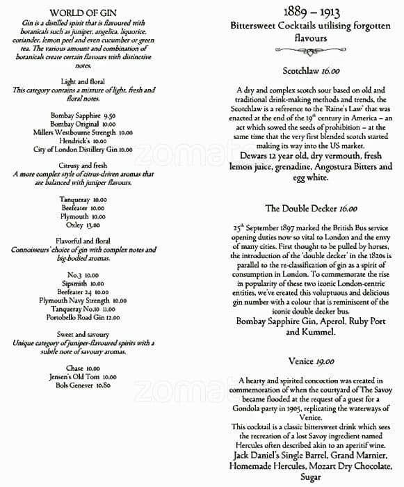 Menu at Savoy Grill pub & bar, London, The Savoy Covent Garden