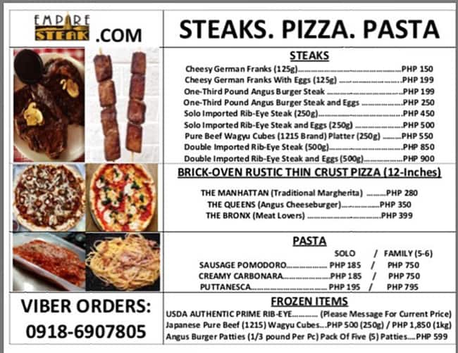 Empire Steak Menu Menu For Empire Steak Sikatuna Village Quezon City