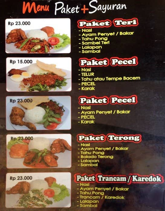 Ayam Penyet Mbah Ji Menu, Menu for Ayam Penyet Mbah Ji, Duren Sawit