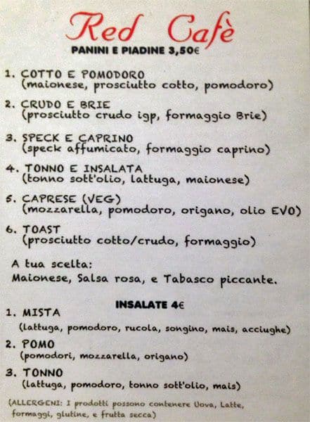Menu di Red Cafè 