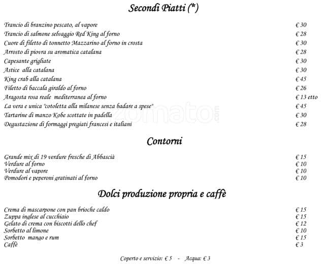 Menu di La Malmaison 