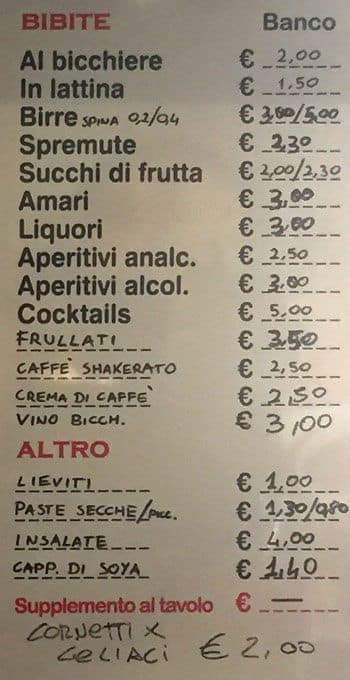 Menu di Dolce Bar 