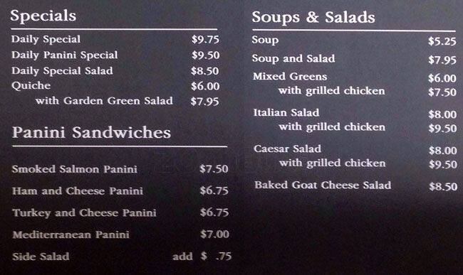 Jazz Caffe menu