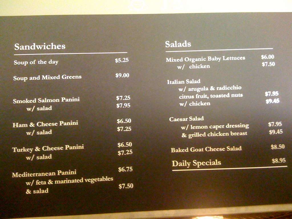 Jazz Caffe menu
