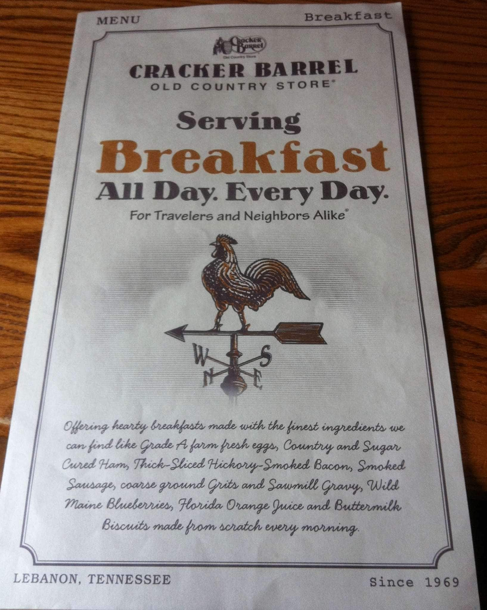 the cracker barrel menu