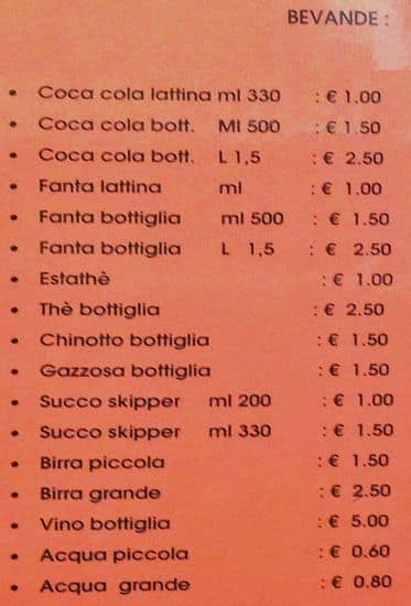 Menu di Latteria La cicala 