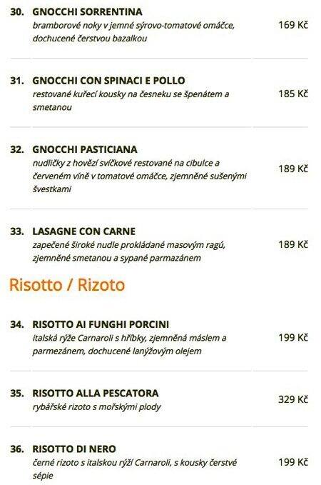Concordia Ristorante menu