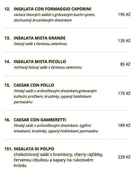 Concordia Ristorante menu