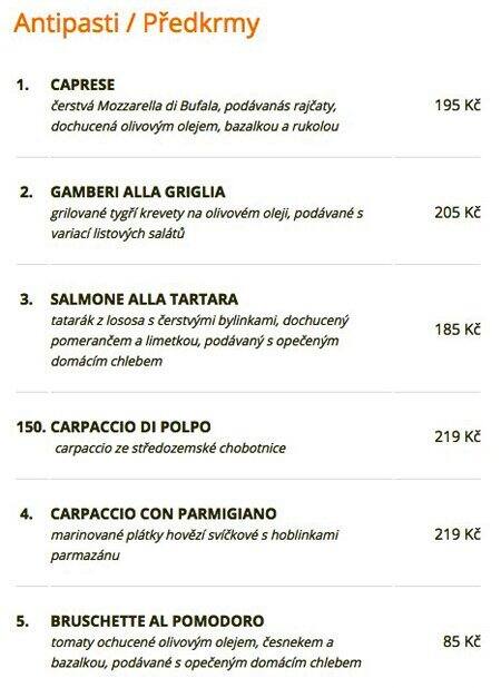 Concordia Ristorante menu