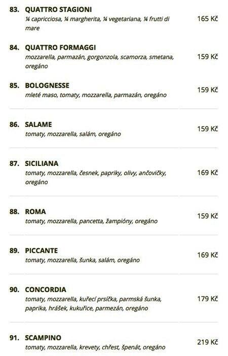 Concordia Ristorante menu