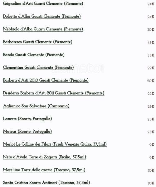 Menu di Le Petit Jardin 