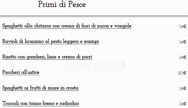 Menu di Le Petit Jardin 