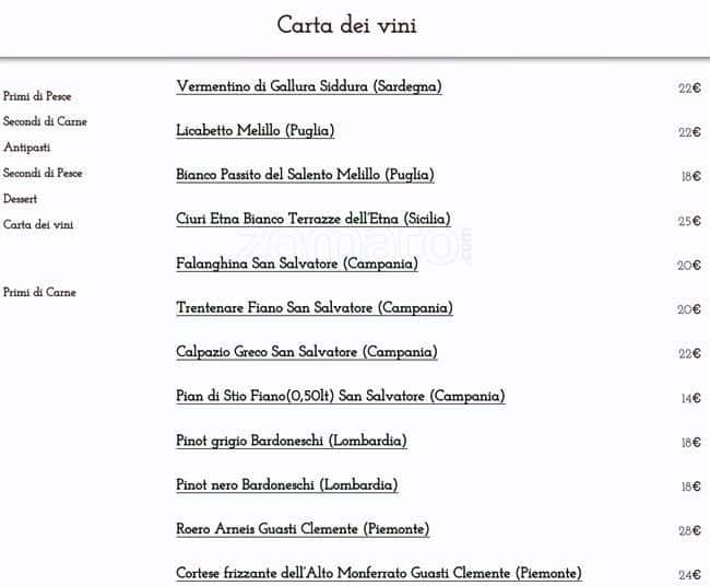 Menu di Le Petit Jardin 