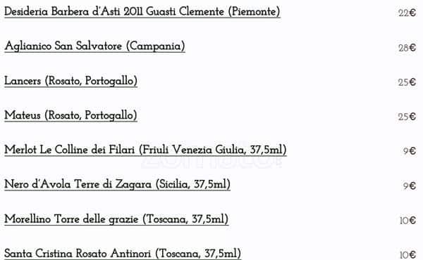 Menu di Le Petit Jardin 