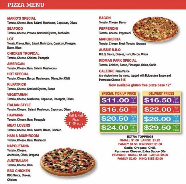 Kidman Park Pizza House Menu, Menu for Kidman Park Pizza House, Seaton