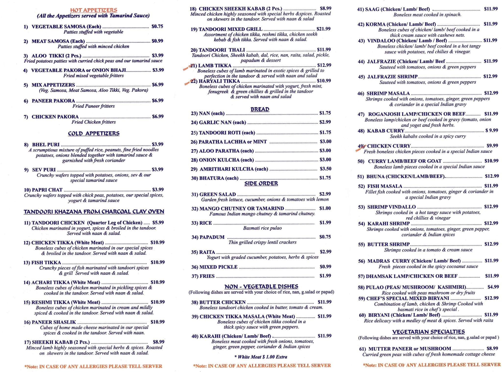 Bombay To Burgh Menu - 1j6bore